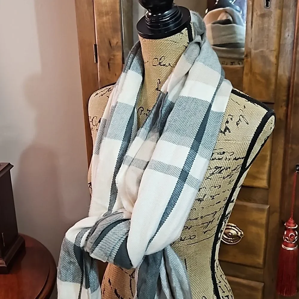 J. Crew Neutral Colorblock Pashmina Scarf | Gray Cream Tan Wrap